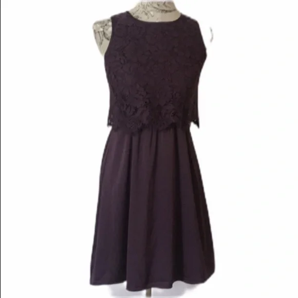 🆕 Loft Eggplant Lace Dress XS - Picture 1 of 6